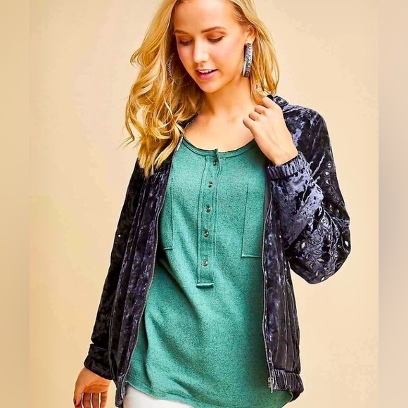 NWT Velvet Bomber Jacket - Picture 2 of 10